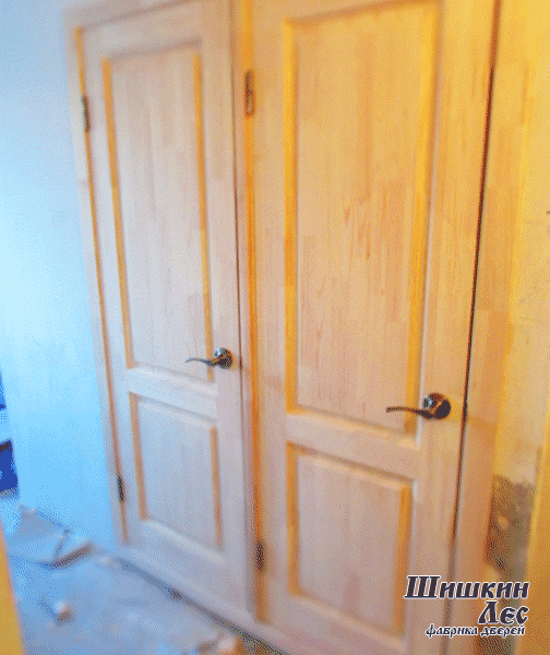 Дверные проёмы в доме 600 серии, с установленными дверями из массива