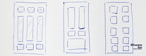 Схематический рисунок дверных полотен для просчета и заказа