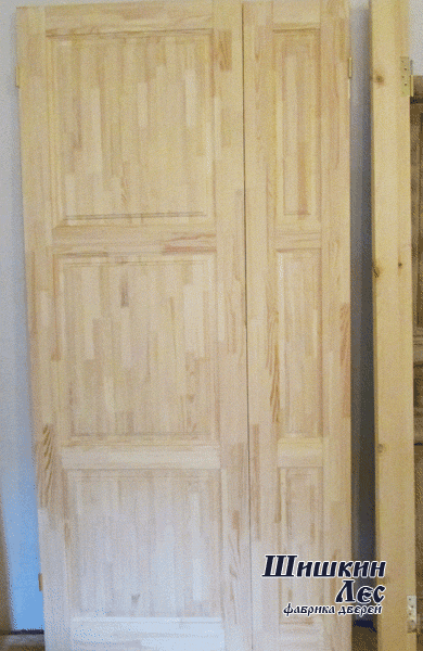 Полуторная дверь АЛЕКСАНДРИЯ. Два полотна, широкое и узкое. С общей коробкой. 