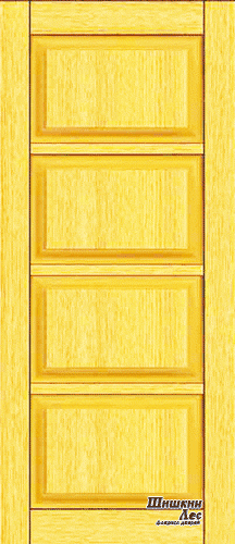 Дверь ПСКОВ. Разделена на четыре, одинакового размера, филёнки. 